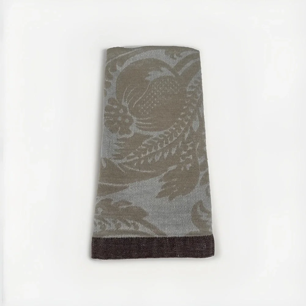 WILLIAMS SONOMA Alba Jacquard OTTON COTTON LINEN GREEN BROWN SET OF 8 Floral
